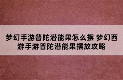 梦幻手游普陀潜能果怎么摆 梦幻西游手游普陀潜能果摆放攻略